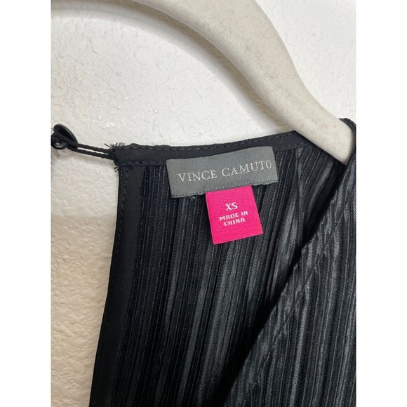 Vince Camuto Size XS Pleated Surplice Jumpsuit Black Long Sleeve Elastic Waist - Picture 10 of 16